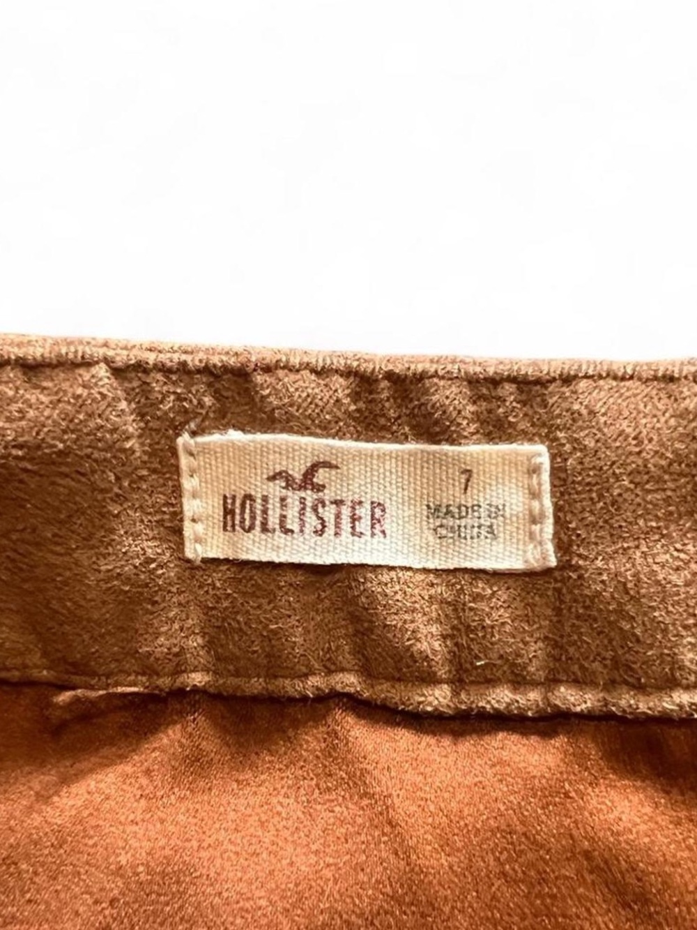 2000s Hollister Camel Suede-Look Lace-Up Mini Skirt - Picture 2 of 5